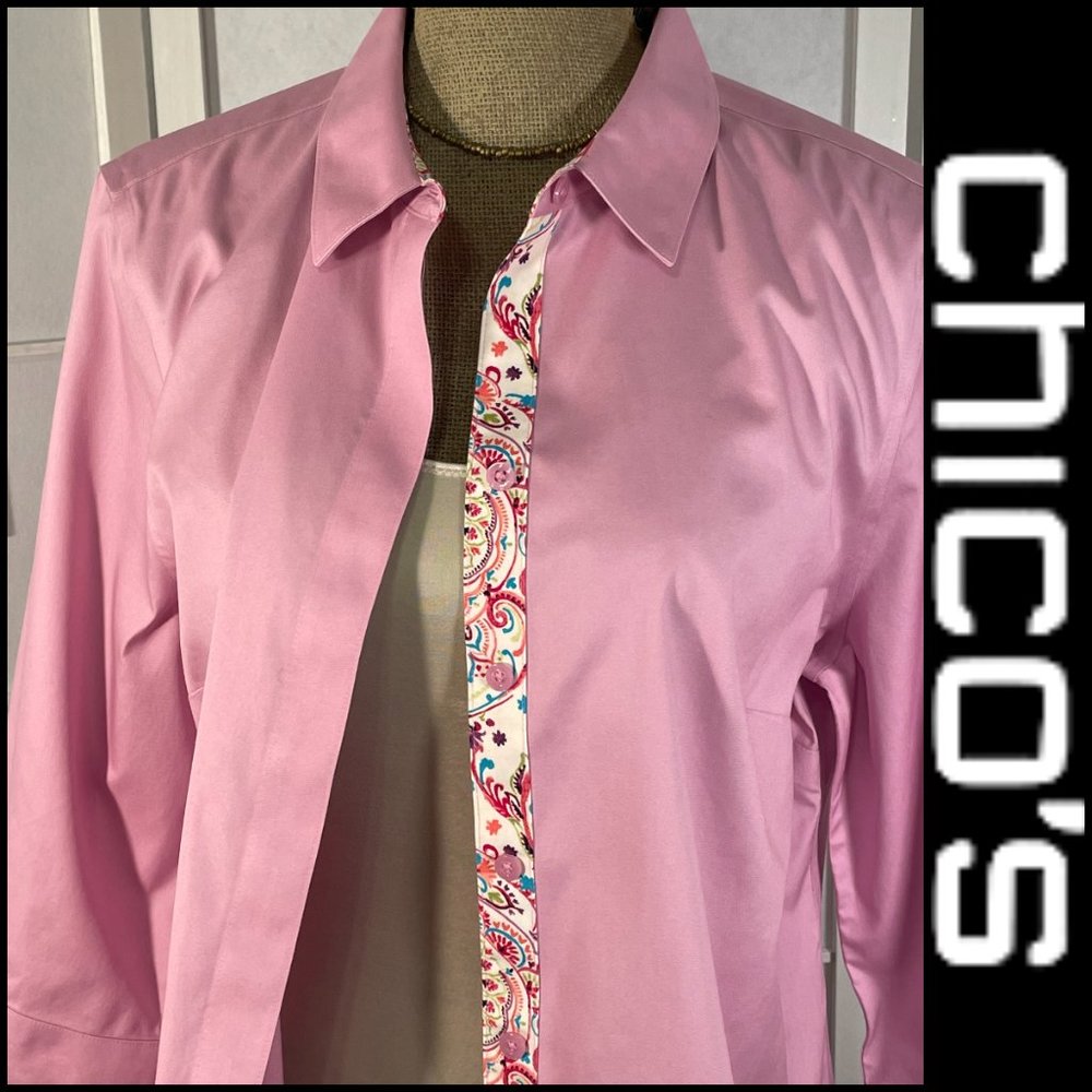 Chico's button up 3/4 sleeves no iron, with stain shield